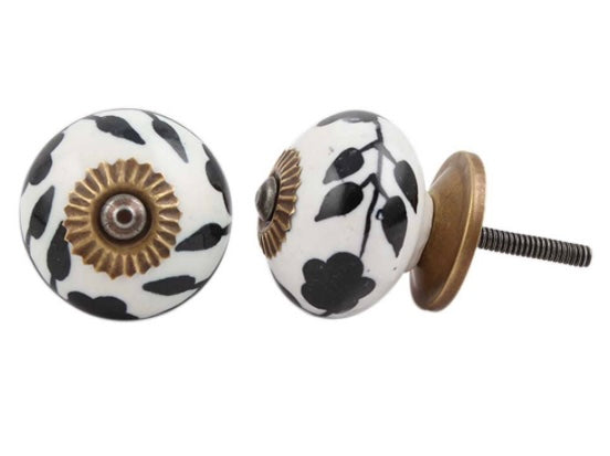 White and black ceramic knob