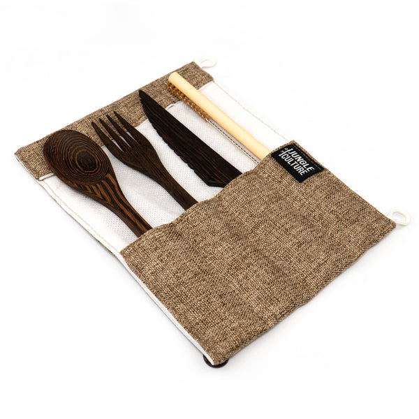 Reusable Eco friendly Cutlery Set - Plastic Free, Wooden