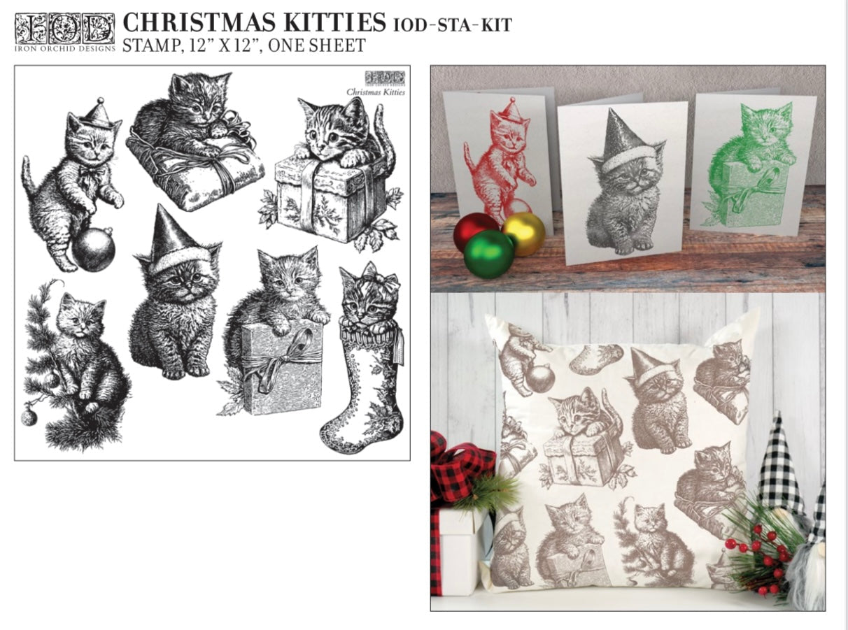 PRE ORDER - Iron Orchid Designs - Christmas Kitties Decor Stamp