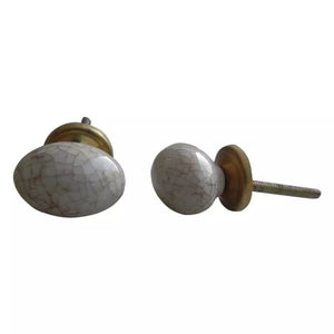 Small oval light beige/crackle ceramic knob