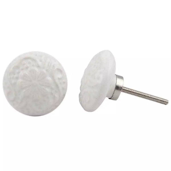 White daisy ceramic knob