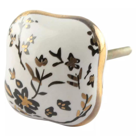 Golden art deco square knob