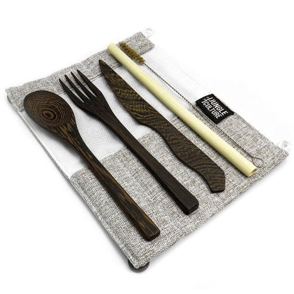 Reusable Eco friendly Cutlery Set - Plastic Free, Wooden