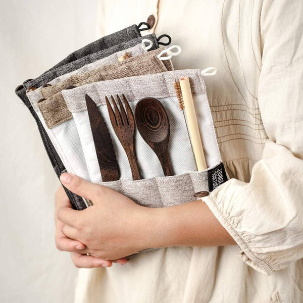 Reusable Eco friendly Cutlery Set - Plastic Free, Wooden