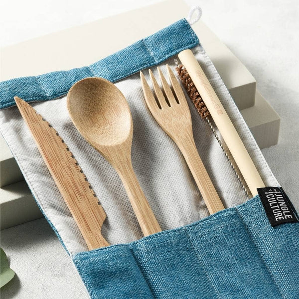 Reusable Bamboo Cutlery Set - Handmade & Eco-friendly Pack