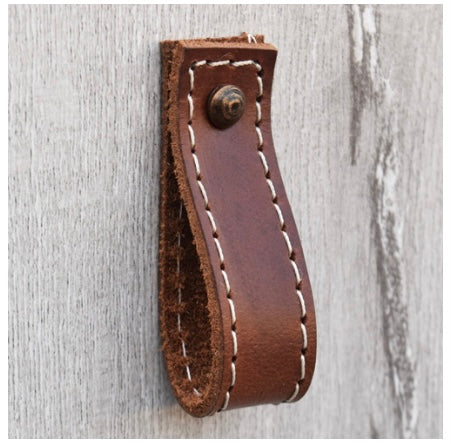 Leather door/drawer pull - dark brown