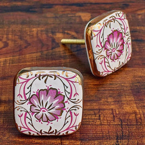 Art Deco square ceramic knob