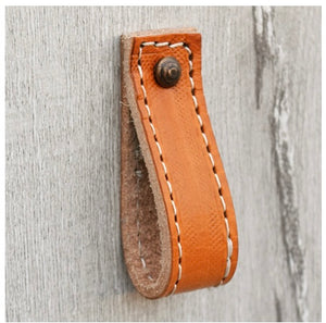 Leather drawer/door pull - tan
