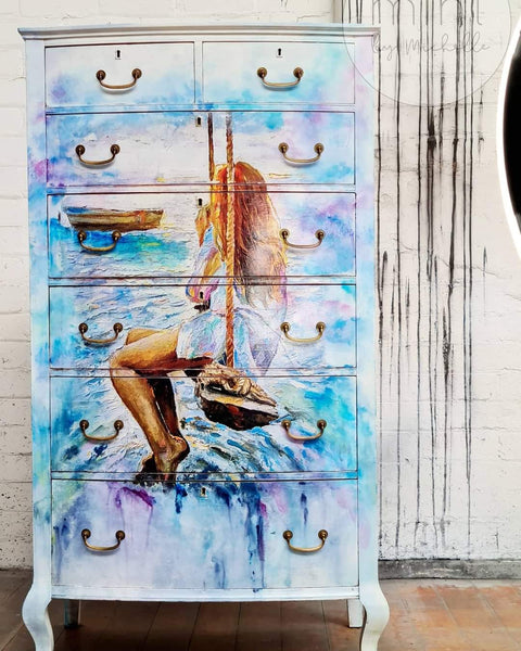 Girl on a swing MINT by Michelle decoupage paper