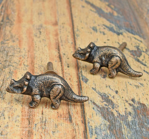 Cast iron Triceratops dinosaur knobs